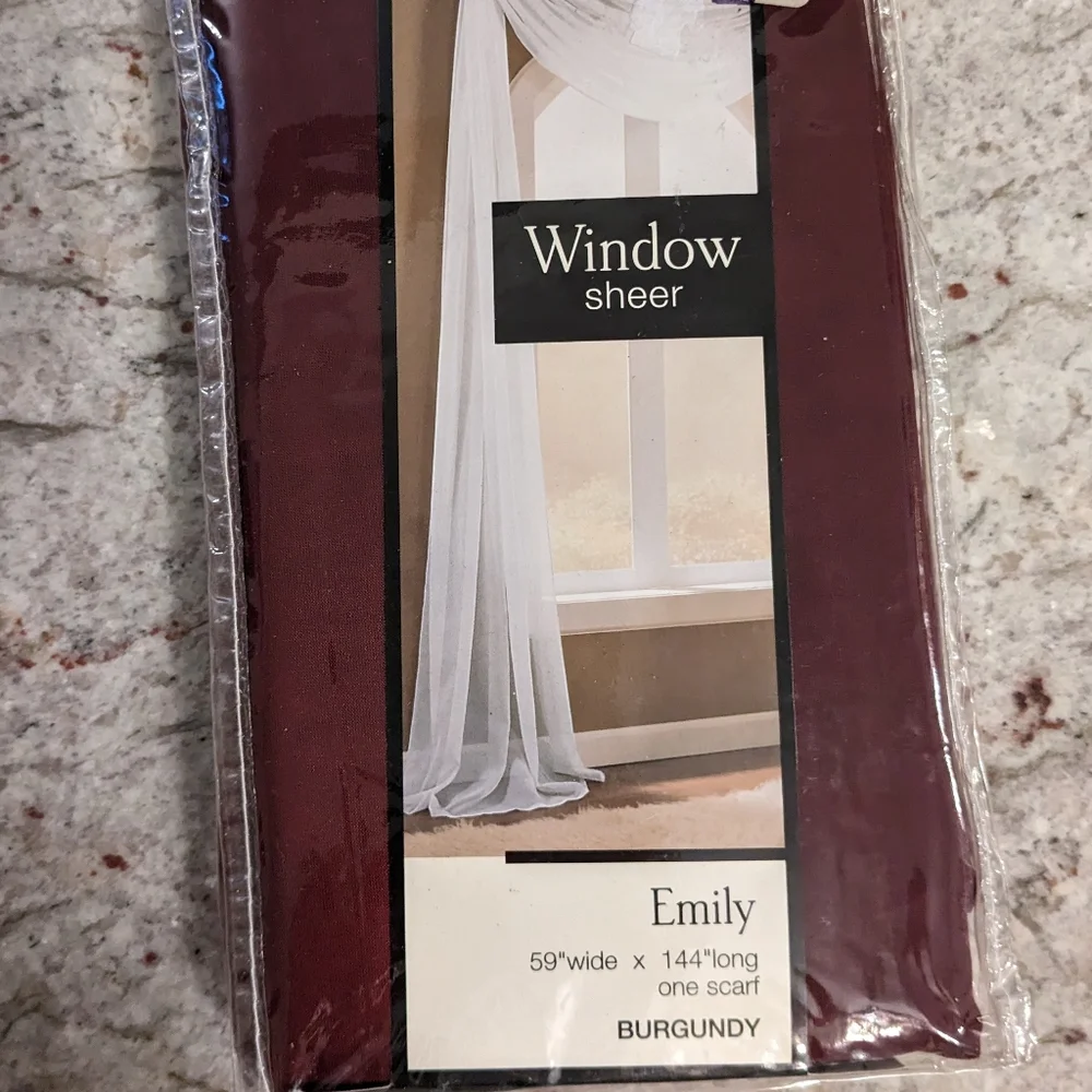 Sheer Scarf S. Lichtenberg & Co Burgundy Valance Swag Drapery Window Treatment